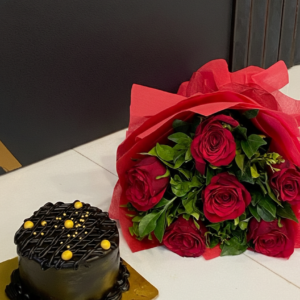 Midnight Romance Cake & Roses Combo
