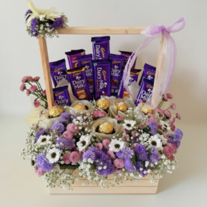 Sweet Elegance Chocolate & Flower Basket