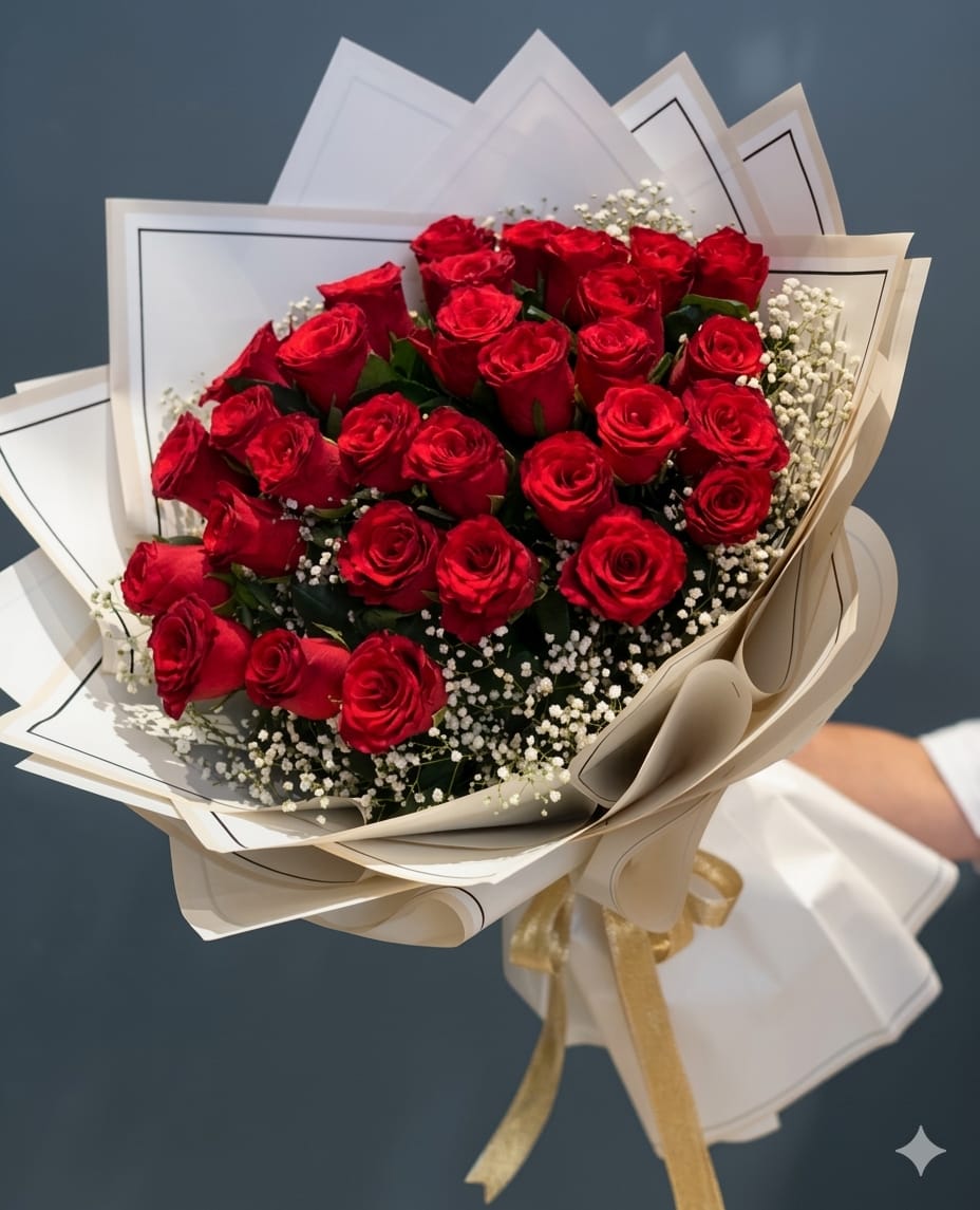 Royal Scarlet Desire Red Rose Bouquet