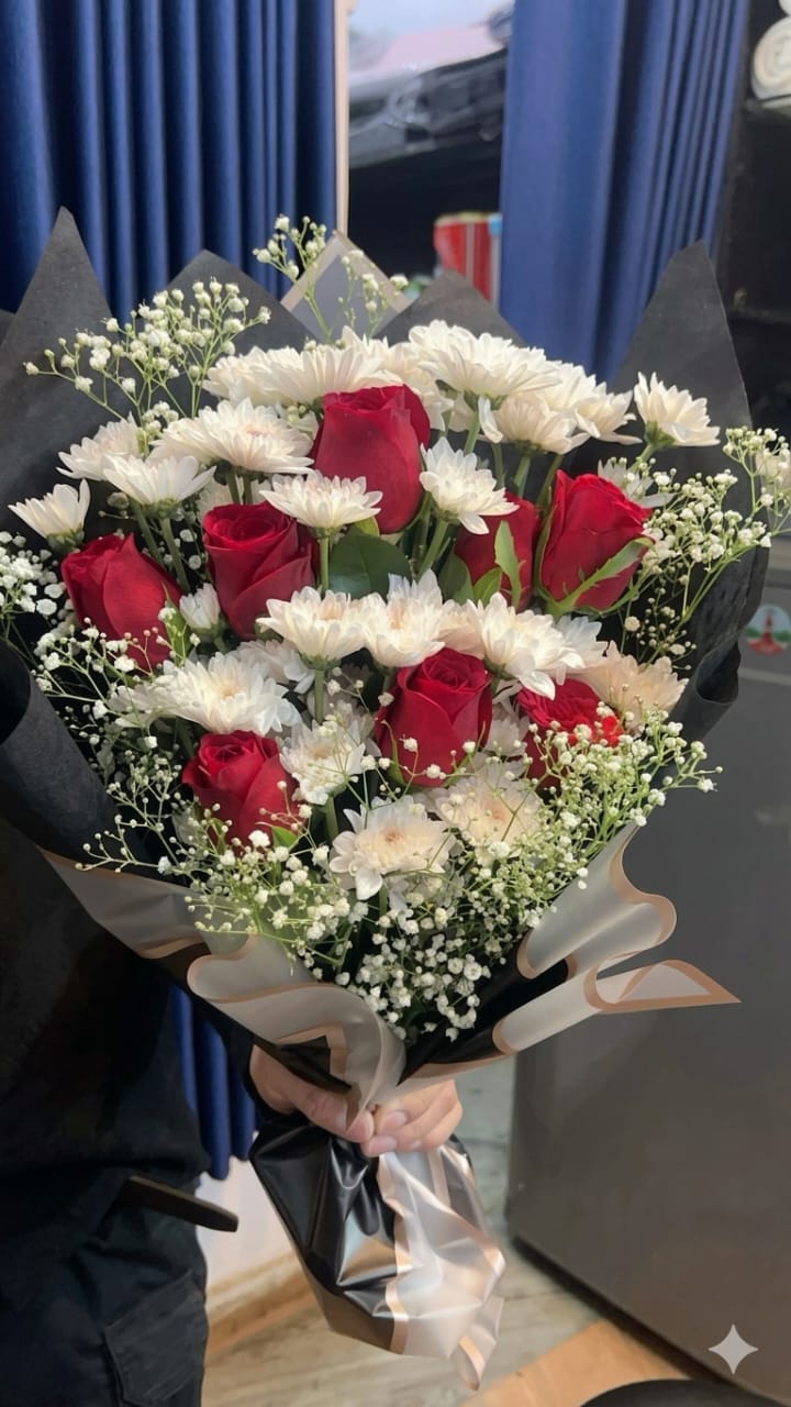 Midnight Romance Red & White Bouquet