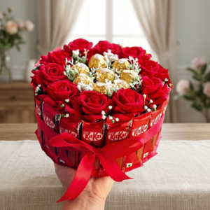 The Elegant KitKat & Red Rose Chocolate Box