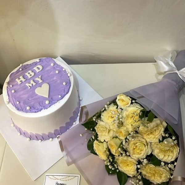 Lavender Dreams Cake and Yellow Rose Gift Set