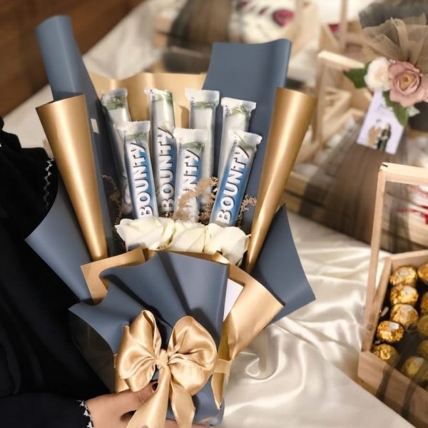 Golden Bounty Rose & Chocolate Harmony Bouquet