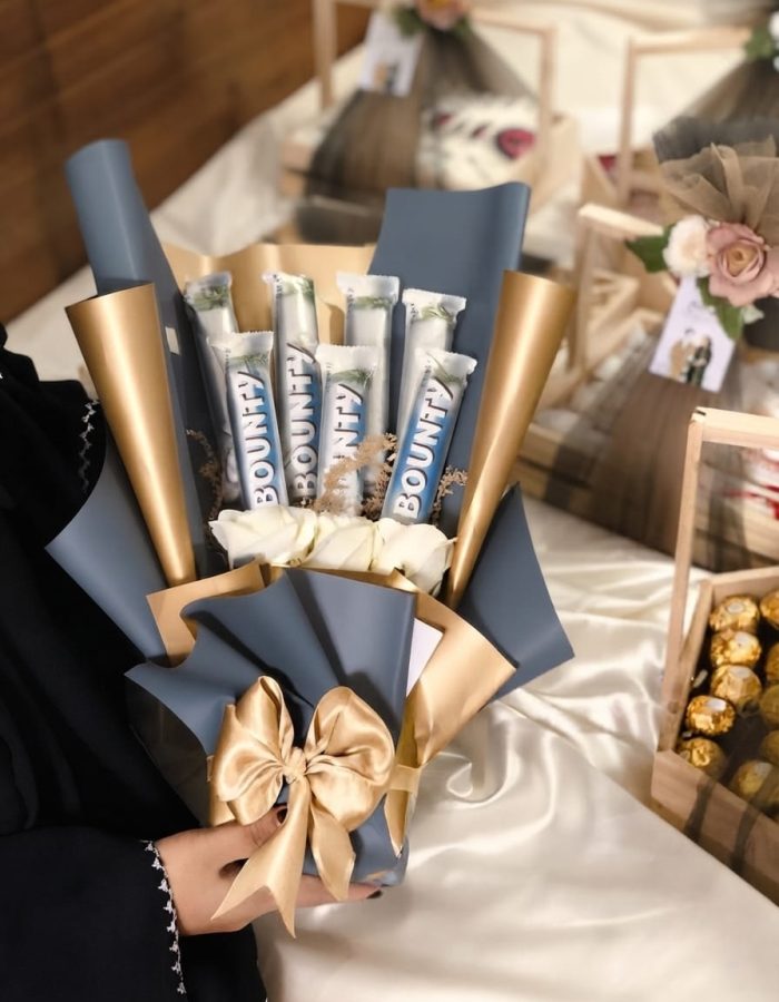 Golden Bounty Rose & Chocolate Harmony Bouquet