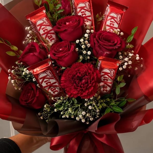 Crimson Harmony Chocolate & Floral Bouquet