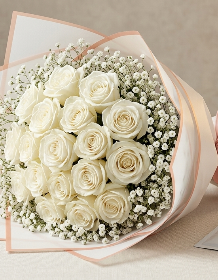 Royal Velvet White Rose Arrangement