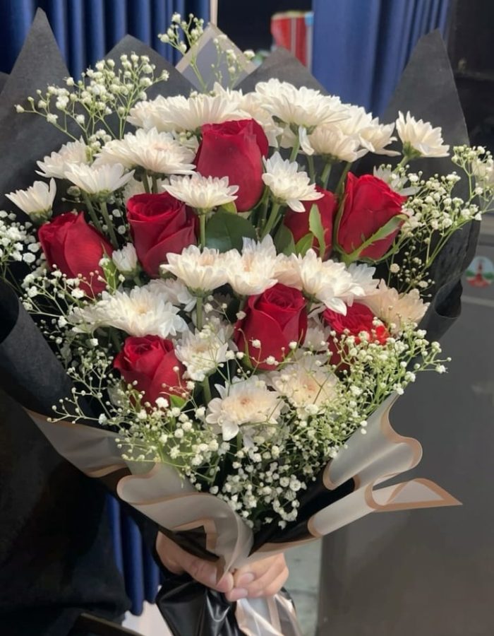 Midnight Romance Red & White Bouquet