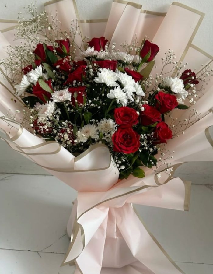 Crimson & Snow Elegance Bouquet